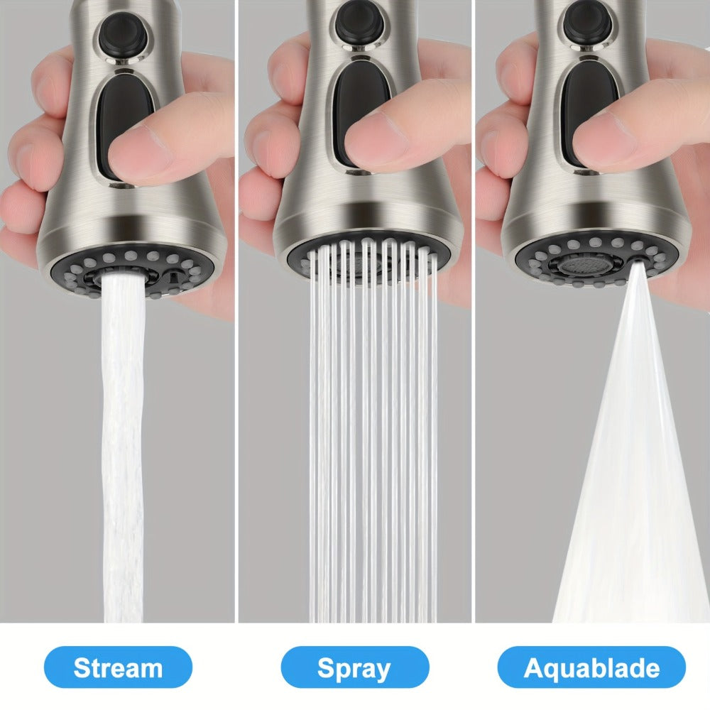 Kitchen Faucet Sprayer Head 3 Function Pull Down Replacement with 9 Adapter Kit Stream Spray for Home Plumbing Maintenance and Repair