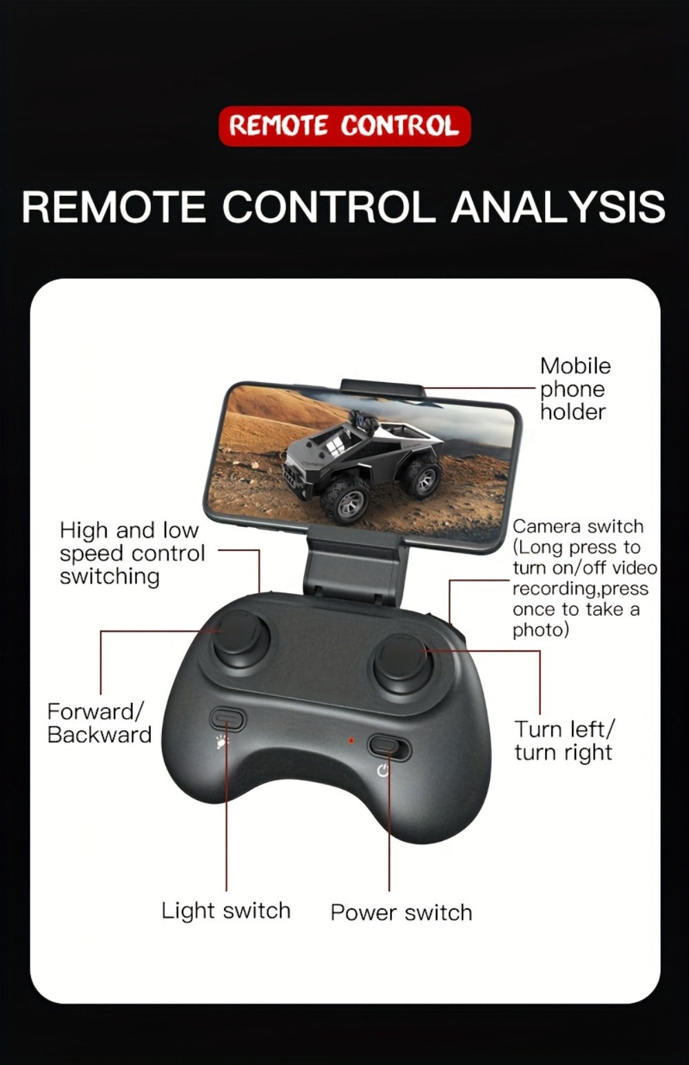 RC Off-Road Pickup Truck 1:28 Scale with 480P HD Camera, 2.4GHz App Control & Virtual Reality Function