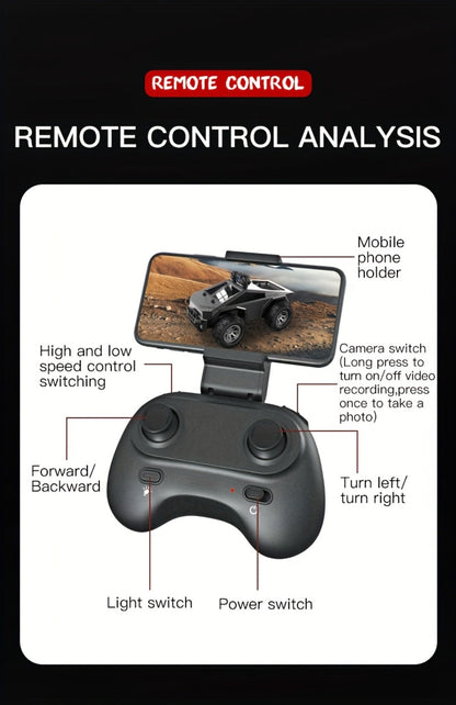 RC Off-Road Pickup Truck 1:28 Scale with 480P HD Camera, 2.4GHz App Control & Virtual Reality Function