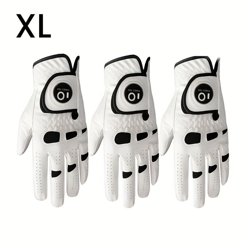 Men's Golf Glove Left Hand 3 Pack with Ball Marker – WeatherSof Soft Grip Cabretta-Style Golf Gloves for Men, Buckle Closure