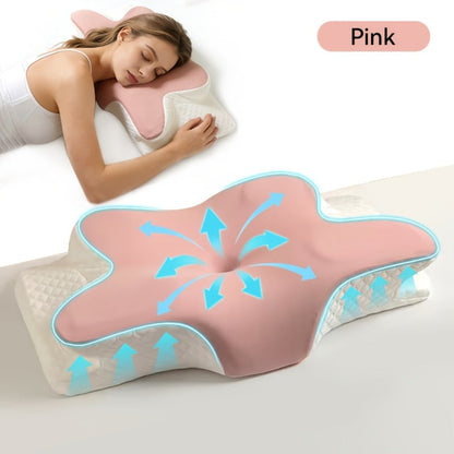 Cervical Neck Pillow for Sleeping - Butterfly Contour Memory Foam Support for Back & Side Sleepers