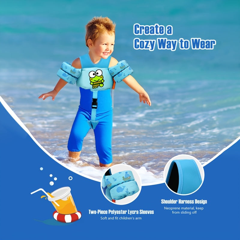 Kids Swim Vest Toddler Swimming Floatie Jacket with Adjustable Straps – Sanrio Keroppi Design, Nylon Material