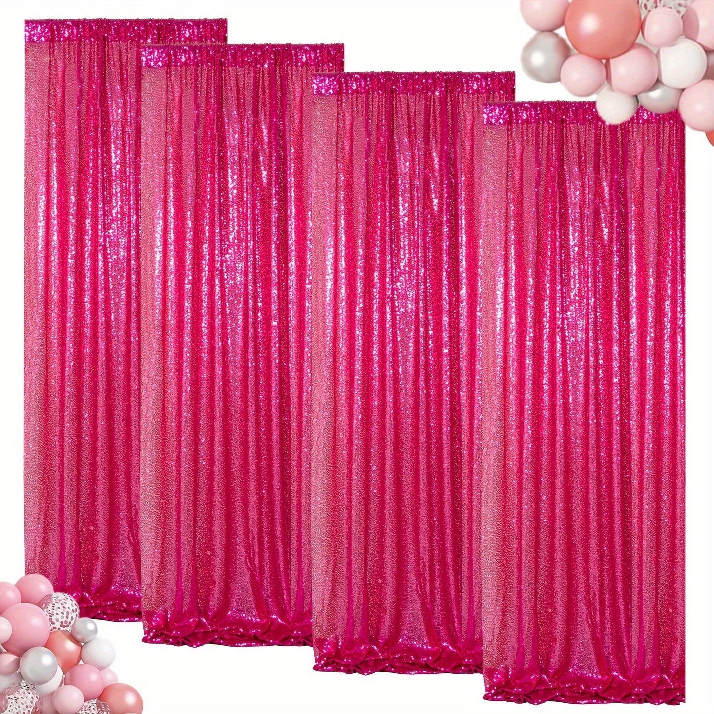 Sequin Backdrop Curtain for Party Wedding – 4x8ft Shimmering Glitter Curtain for Birthday Photo Booth Stage Decoration, Easy Hang