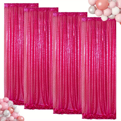 Sequin Backdrop Curtain for Party Wedding – 4x8ft Shimmering Glitter Curtain for Birthday Photo Booth Stage Decoration, Easy Hang