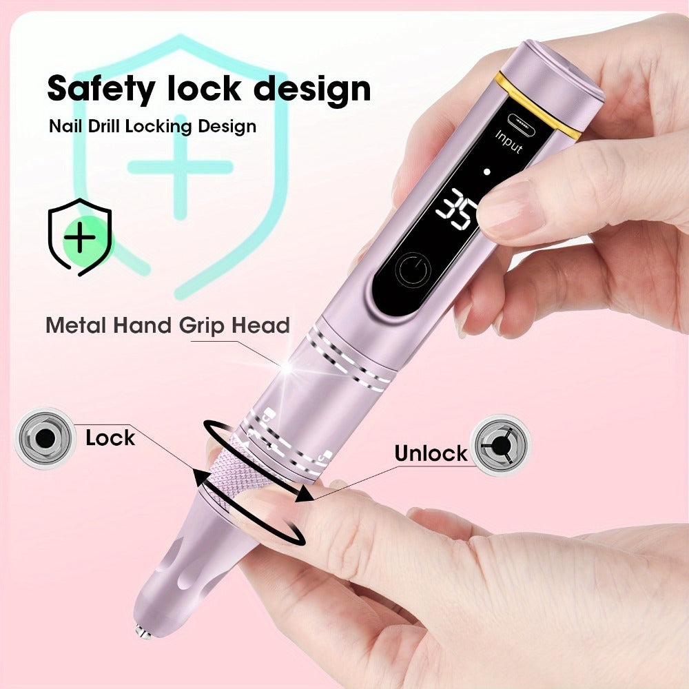 Cordless Nail Drill Kit 35000RPM Rechargeable Wireless Electric E-File, 108 Bits Professional Nail Drill
