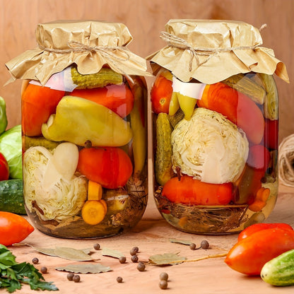Glass Jar Food Storage Organizer Four-Pack with 1-Gallon Wide Mouth Jars and Hinged Gasket Lids