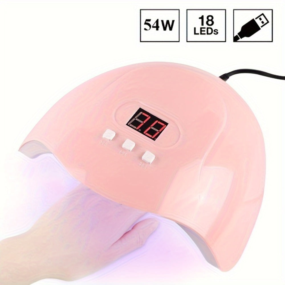 Nail Art Tool Set 7-in-1 Complete Professional Manicure Kit with UV Nail Lamp, Glue Dryer, Nail Polisher