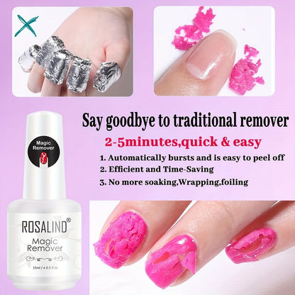 Gel Nail Polish Remover Kit, Formula Removes Gel in 2, 5 Minutes, No Foil or Soaking Needed, Professional