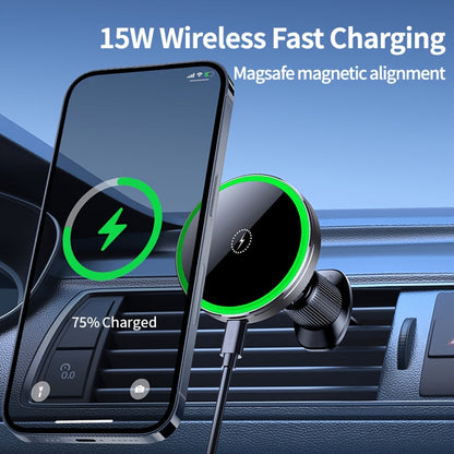 MagSafe Car Wireless Charger for iPhone 12-16 – Magnetic Air Vent Mount with Dual Cooling Fans, Qi1 Fast Charging
