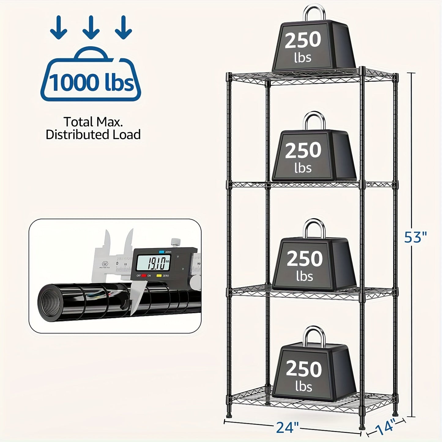 Metal Storage Shelving Unit Adjustable 4 5 Tier Steel Shelf Rack for Garage Kitchen Pantry Workshop Black Chrome MZG
