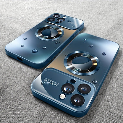 Phone Case Matte Titanium-Finish Cover with Built-In Glass Lens Protector for Select iPhone Models