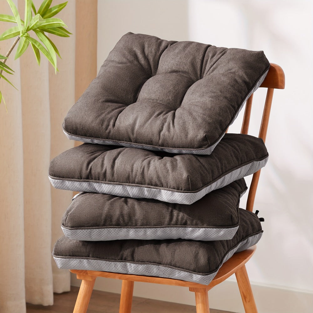 Memory Foam Chair Cushions Set of 4 – Kitchen Chair Pads with Non-Slip Backing & Ties, 500GSM Thick Seat Cushions for Dining Chairs Indoor