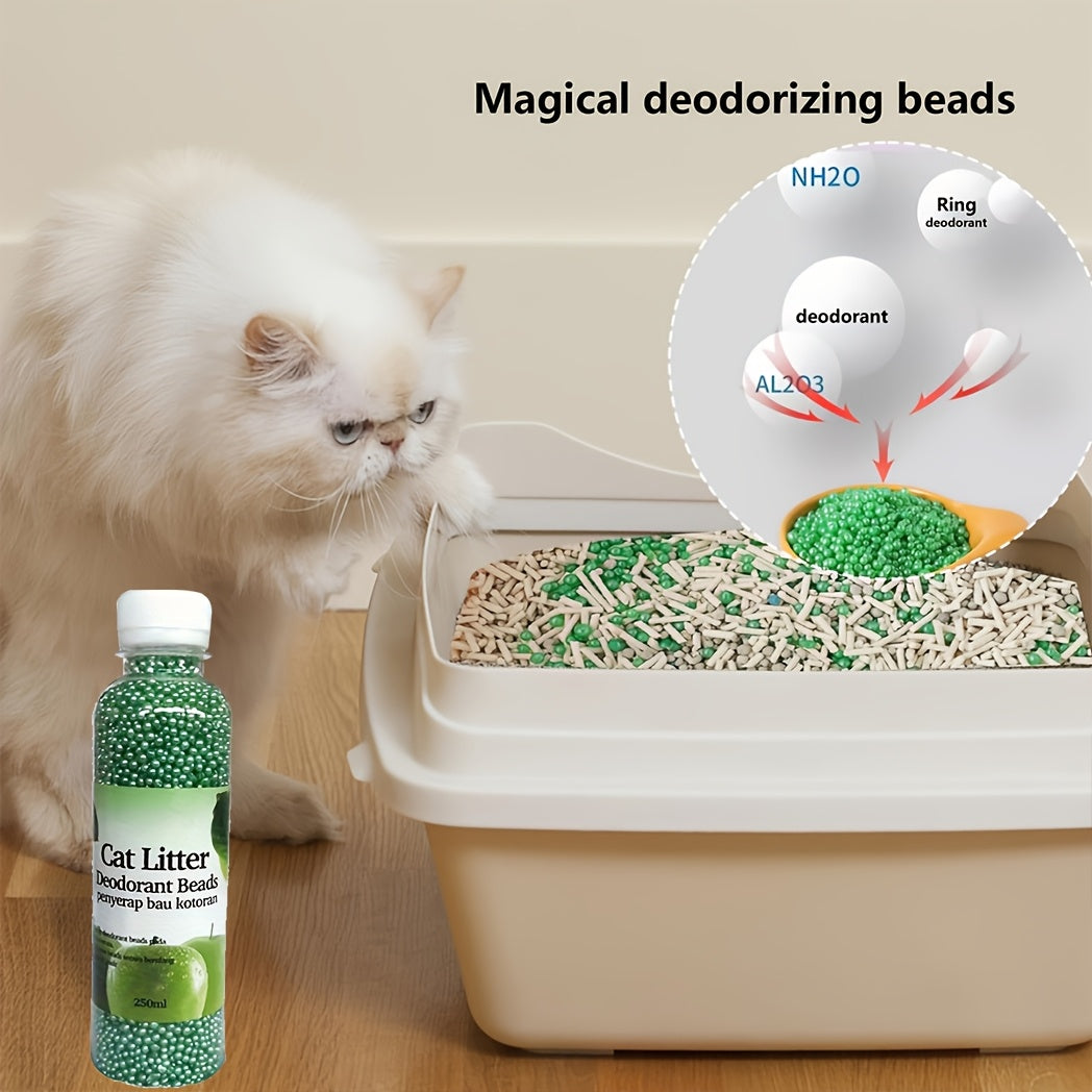 Flushable Cat Litter Deodorizer Beads 2-Pack – Dust-Free Odor Eliminator for Cat Litter Box, Mixed Absorbent Particles, Multiple Scents