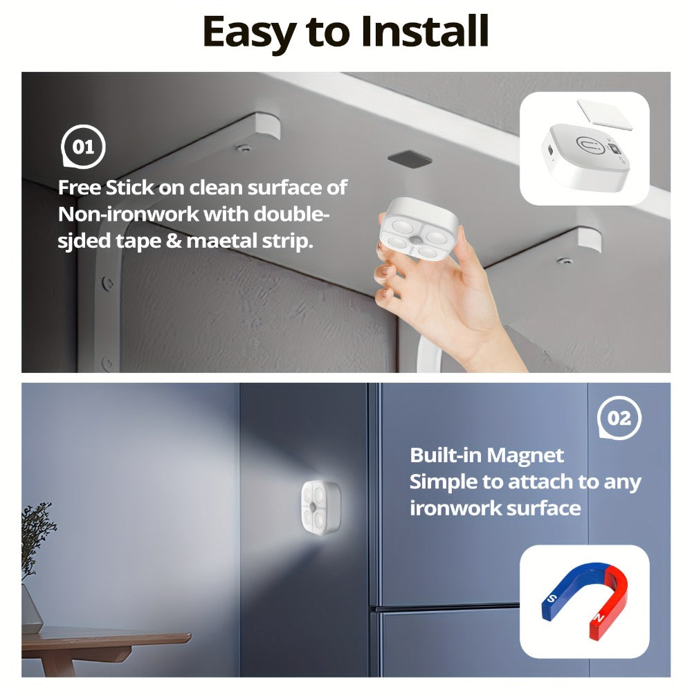 Puck Lights Rechargeable RGB with Charging Station - Motion Sensor Under Cabinet Lighting for Home Cooking, Dining and Outdoor Meals