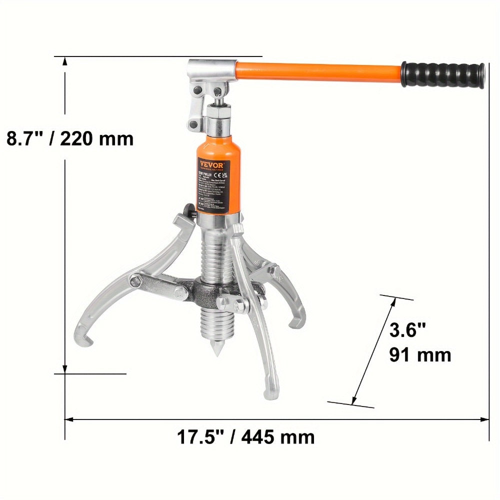 Hydraulic Gear Puller 5 Ton – 2/3 Jaw Wheel Bearing Puller & Hub Separator, 8" Jaw Capacity, Vertical & Horizontal Use