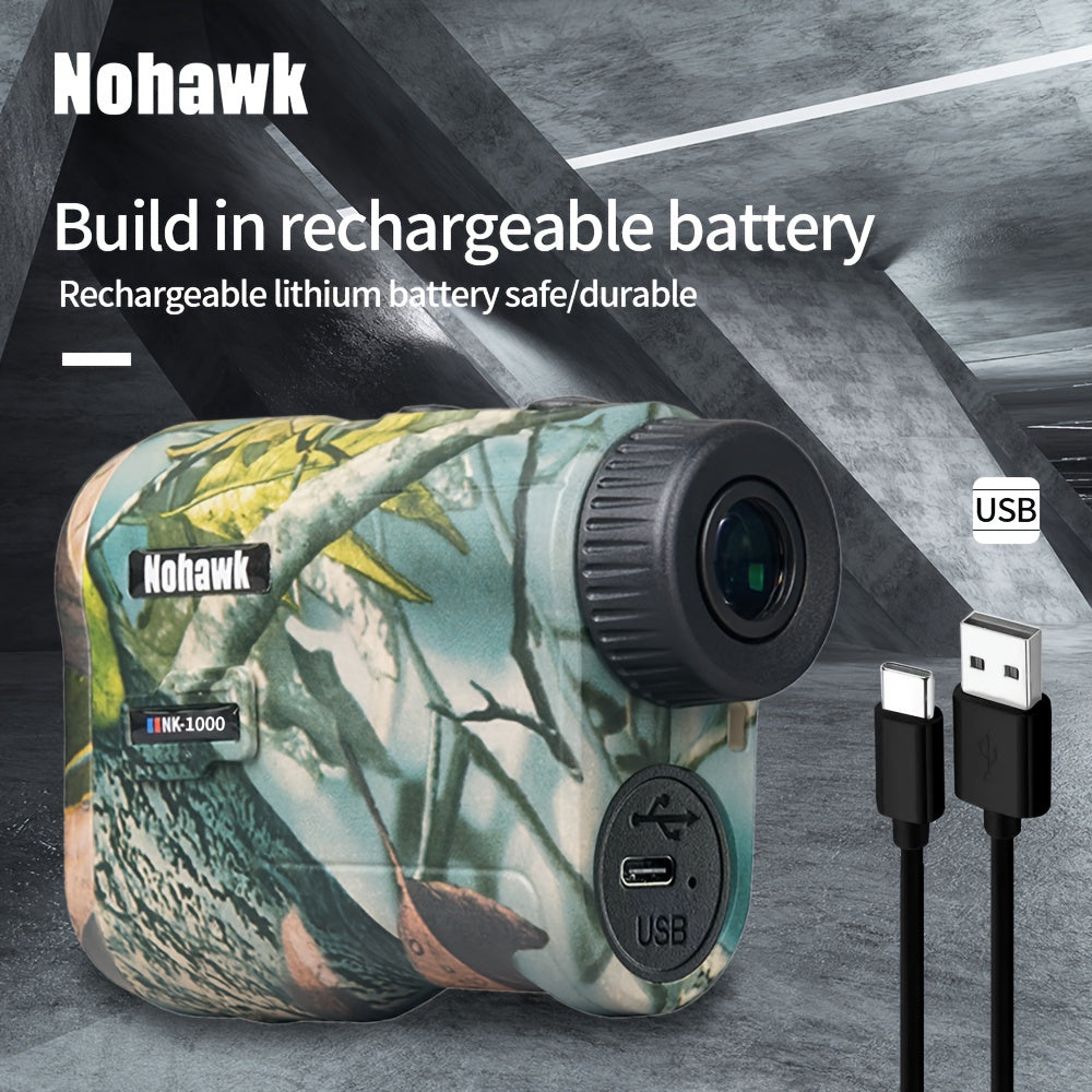 Laser Rangefinder 1000M USB Rechargeable – Hunting & Golf Range Finder with Speed, Altitude & Slope Compensation | M/Yard Switch