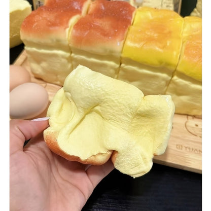 Squishy Bread and Butter Squeeze Toy Set 2pcs, Slow Rising Custard Bread Squishies with Creamy Scent
