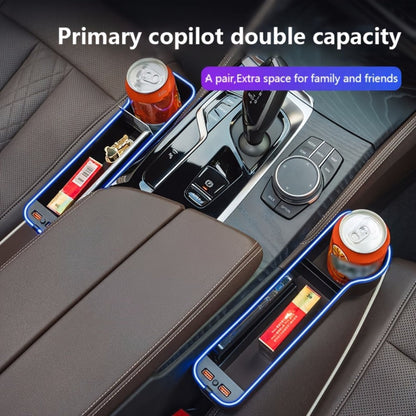 Black Lighted Seat-Gap Car Organizer with Phone Slot, USB Ports and Driver, Passenger or Pair Options