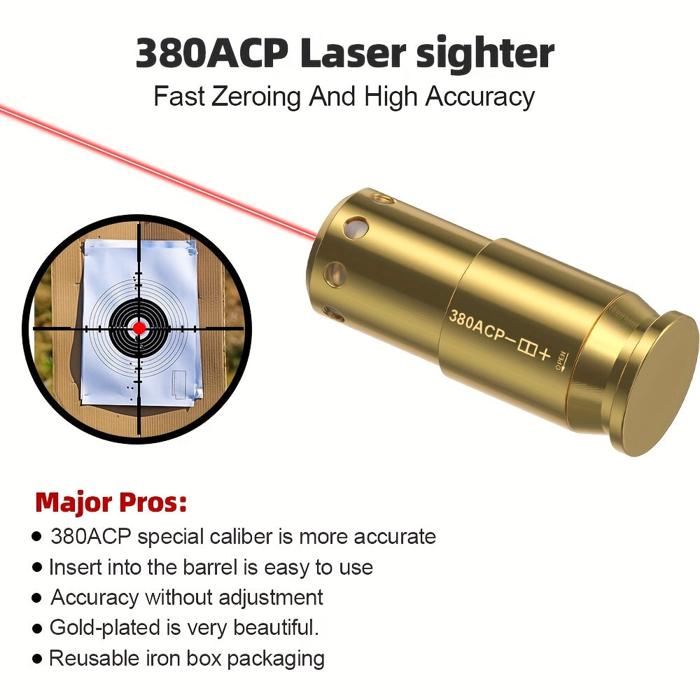 Red Laser Bore Sighter Multi-Caliber Firearms Calibration Tool 9mm 45ACP 308Win 223Rem 12GA 7.62 38SPL 44Mag Battery Included for Shooting