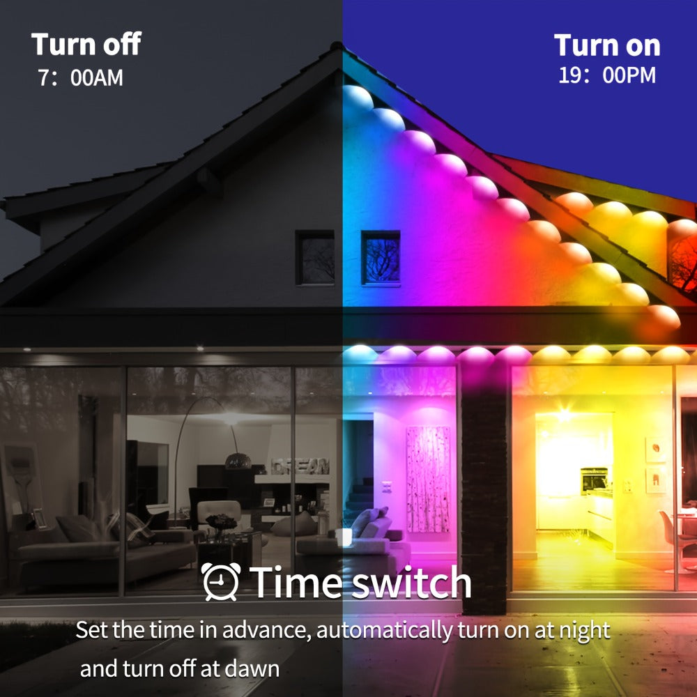 Permanent Eave Lights RGB Outdoor 200FT - Music Sync, Scene Modes, App Controlled Under Eave LED Lighting for House Exterior