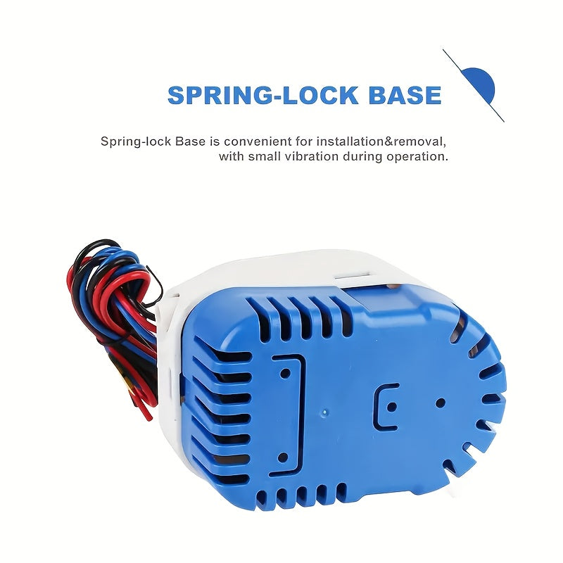 Automatic 12V 1100GPH-Label Bilge Pump with Integrated Float Switch, Side Outlet and Strainer Base