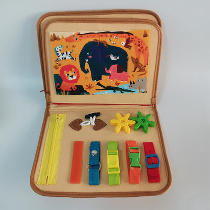 Busy Board for Toddlers 1 2 3 Years Old Montessori Sensory Activity Travel Toy with Zippers Buckles Buttons Laces
