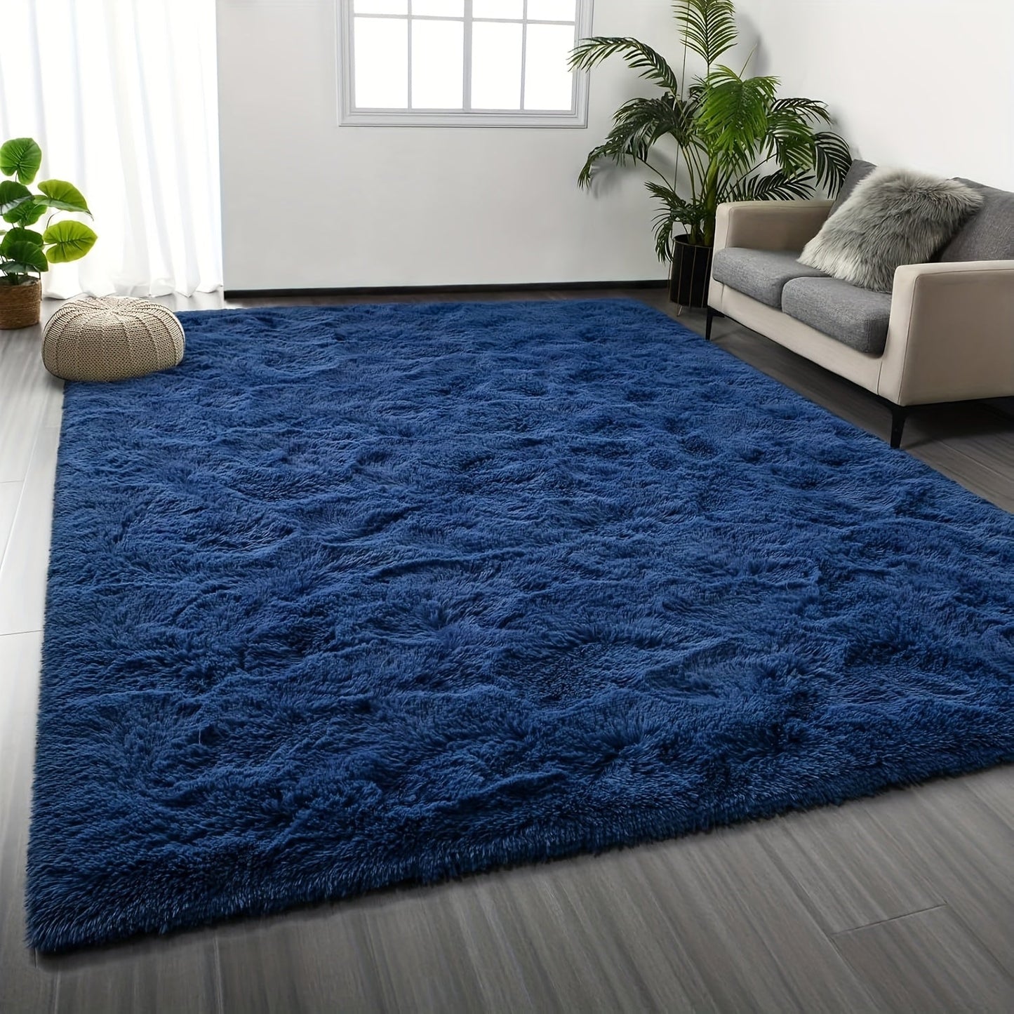 Shaggy Plush Area Rug – Soft Fluffy Carpet for Living Room, Bedroom & Sofa | Non-Slip Machine Washable Tie-Dye & Solid Color Long Pile Rug |