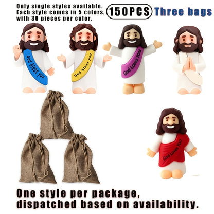 Bulk Mini Jesus Statue Set 50/100/150pcs – Religious Figurine Decorations 5 Assorted Colors, Vase Filler Home Decor Party Favors Christian