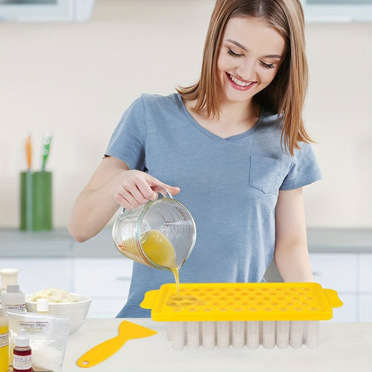 Empty Lip Balm Tubes 50 Pack with Filling Tray & Spatula, 5.5ml Clear BPA Free DIY Lip Balm Making Kit, Food