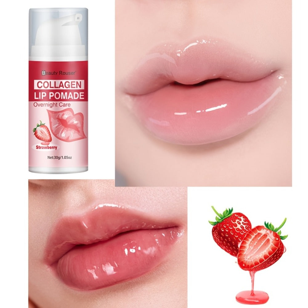 Lip Pomade Collagen 30g Moisturizing Plumping Lip Essence – Deep Hydration Day & Night Lip Care Nourishes Repairs Dry Chapped Lips