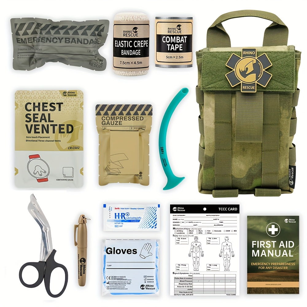 Tactical IFAK First Aid Kit with MOLLE Quick Release – Includes Tourniquet Bandage Chest Seal for Severe Bleeding Control