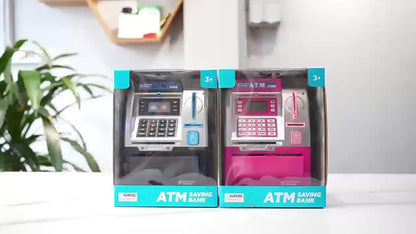 Electronic Money Bank for Kids with Debit Card & Cash Scanning, Digital ATM Piggy Bank with Coin & Bill Slot