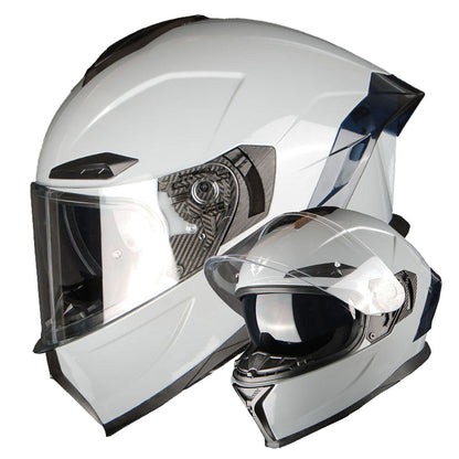 Motorcycle Helmet Full-Face Dual-Visor Shell with Clear Outer Shield, Smoked Inner Visor, Nine Colors and S-XL Sizes