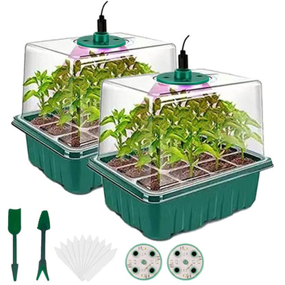 Seed Starter Kit with Grow Light LED, Indoor Mini Greenhouse Germination for Garden, Patio and Yard Use