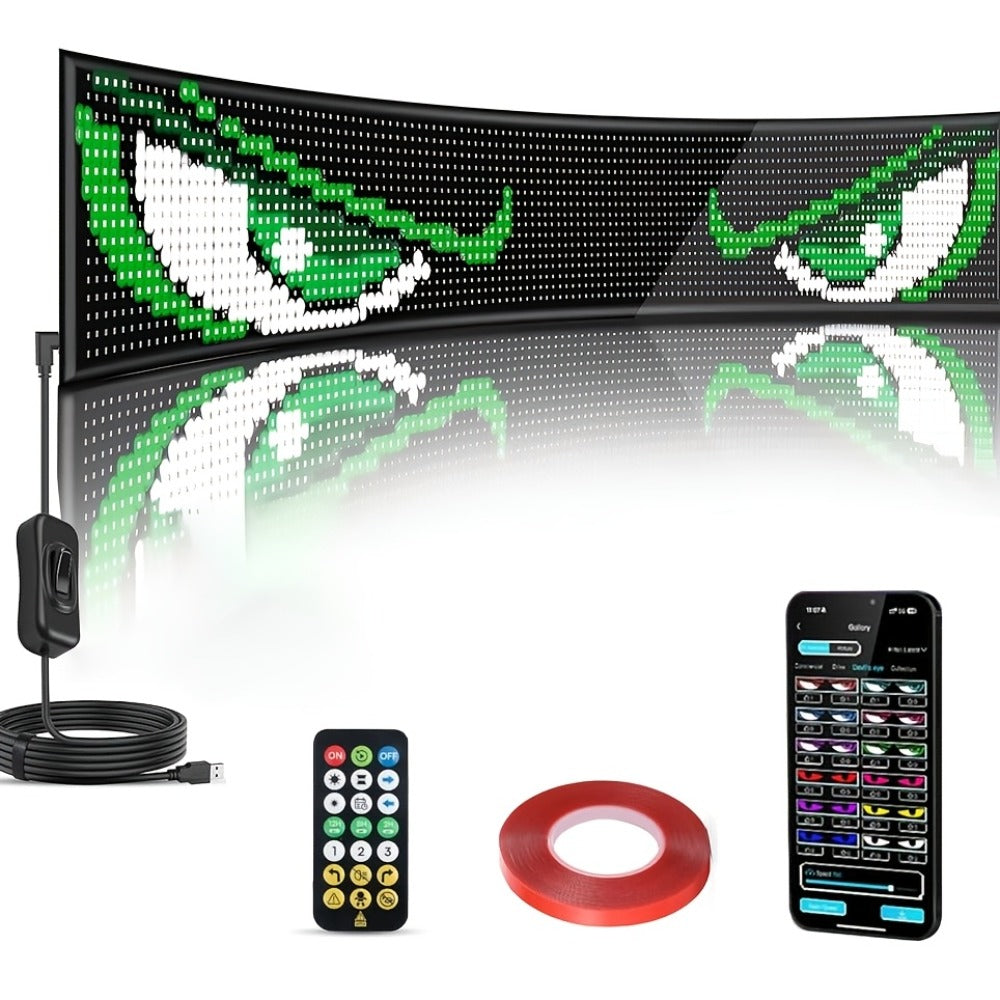 LED Scrolling Display Board with Bluetooth App Control, USB Powered Programmable RGB Matrix Panel for Text