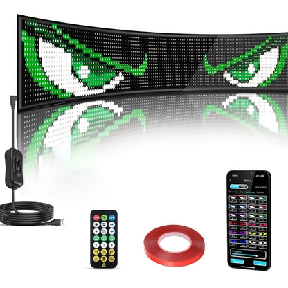 LED Scrolling Display Board with Bluetooth App Control, USB Powered Programmable RGB Matrix Panel for Text