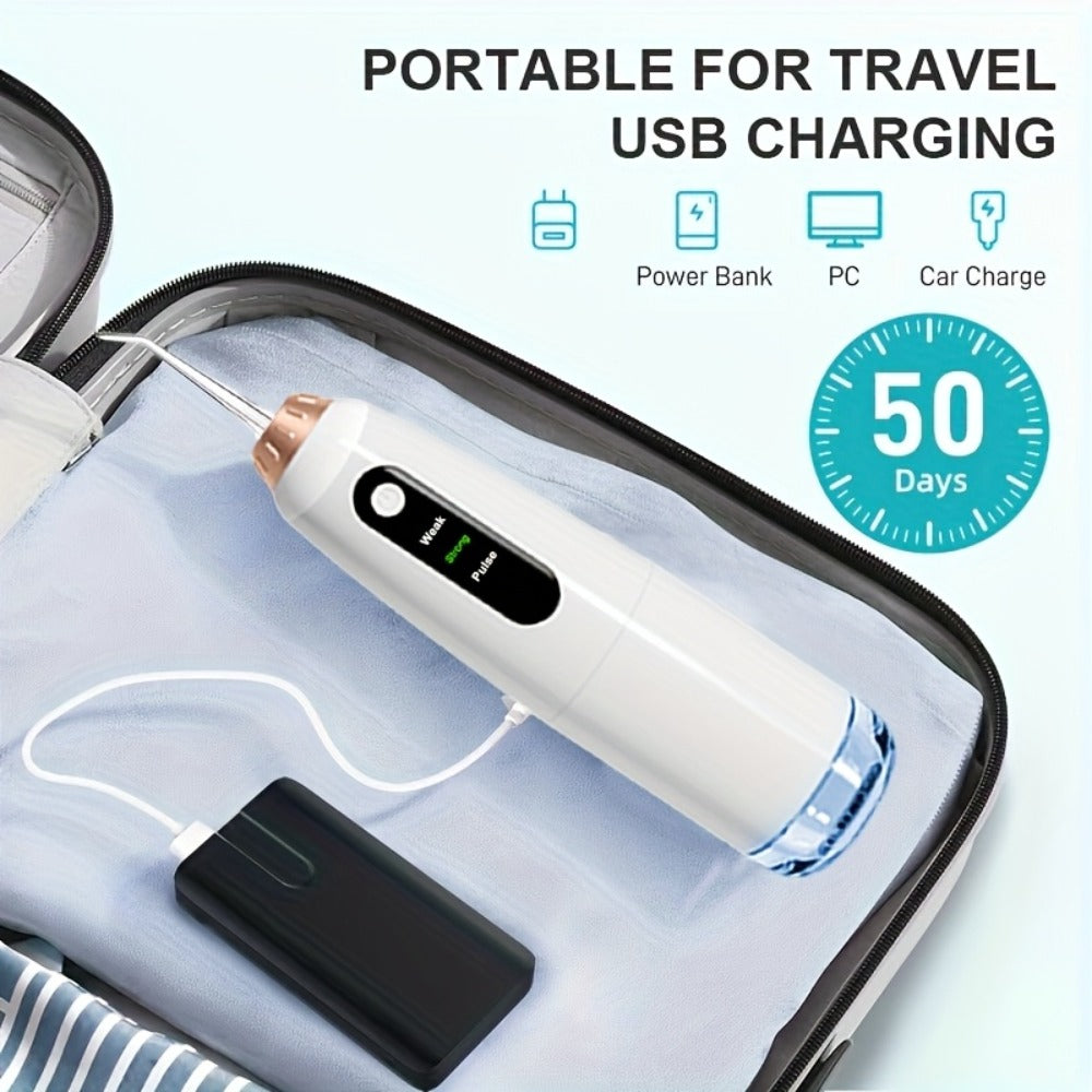 Water Flosser Oral Care Kit, 3-Mode Portable Electric Dental Cleaner, USB Rechargeable, 4-Function Nozzle