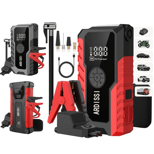 5-in-1 Jump Starter 5000A Peak – 10000mAh Power Bank, 150PSI Air Inflator, Type-C & LED Emergency Light for 12V Gas & Diesel Engines