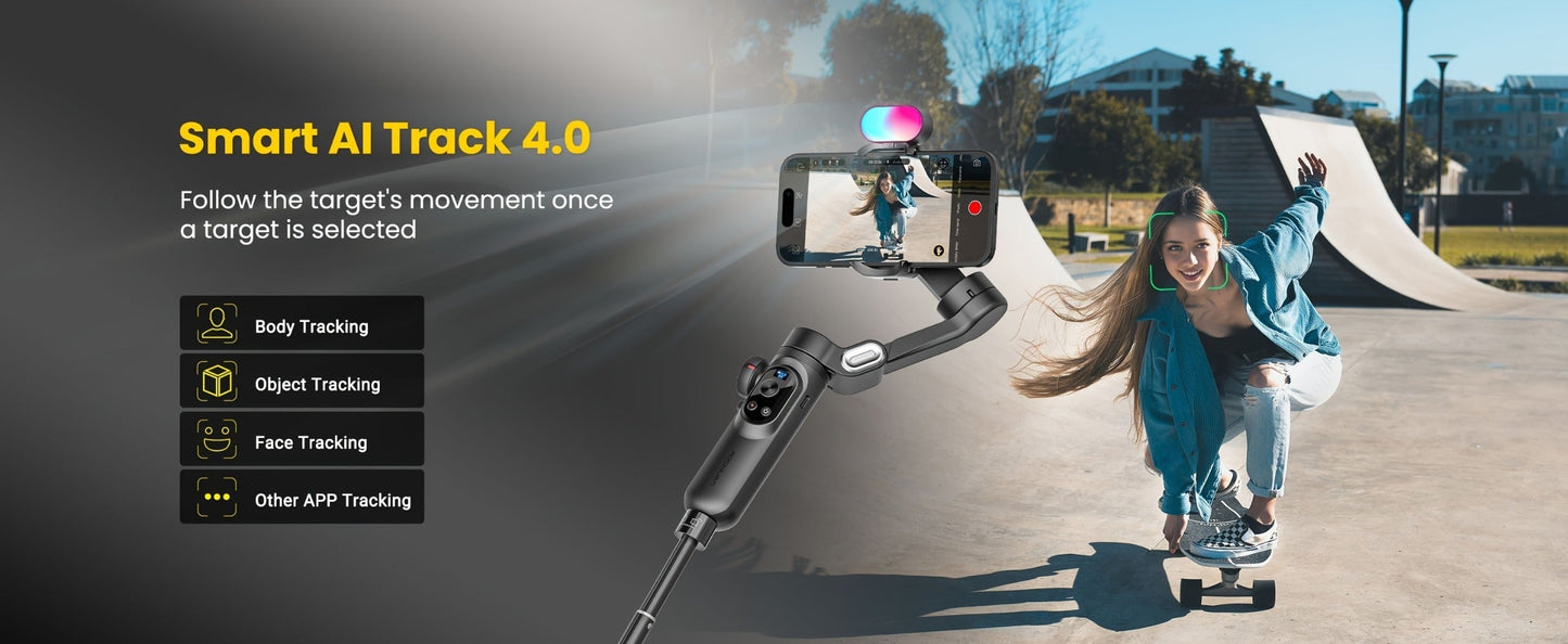 AOCHUAN Smart X Pro Combo 3-Axis Smartphone Gimbal Stabilizer, RGB Fill Light, Extension Rod