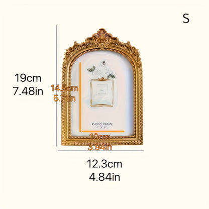 Ornate Gold Picture Frame with Baroque Scrollwork, 19 x 12.3cm Outer Size and Tabletop Stand