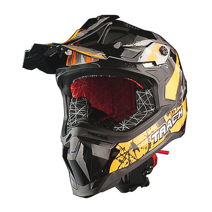 Motorcycle Helmet 1STORM Dirt-Bike Full-Face Shell with Peak Visor, XS-XXL Sizes, Padded Liner and Graphic Styles
