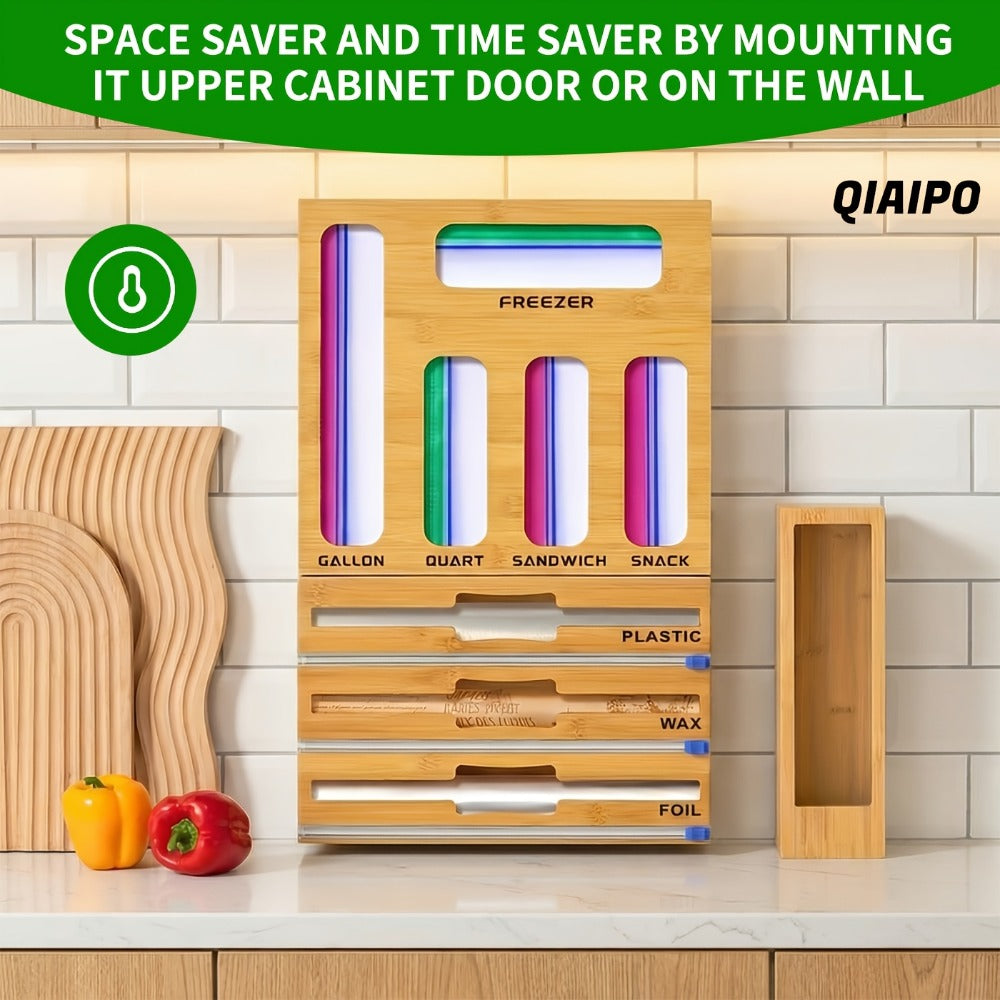Bag Organizer Box 9-in-1 Kitchen Wrap & Foil Drawer Organizer, Compatible with Gallon Quart Sandwich Snack Bags