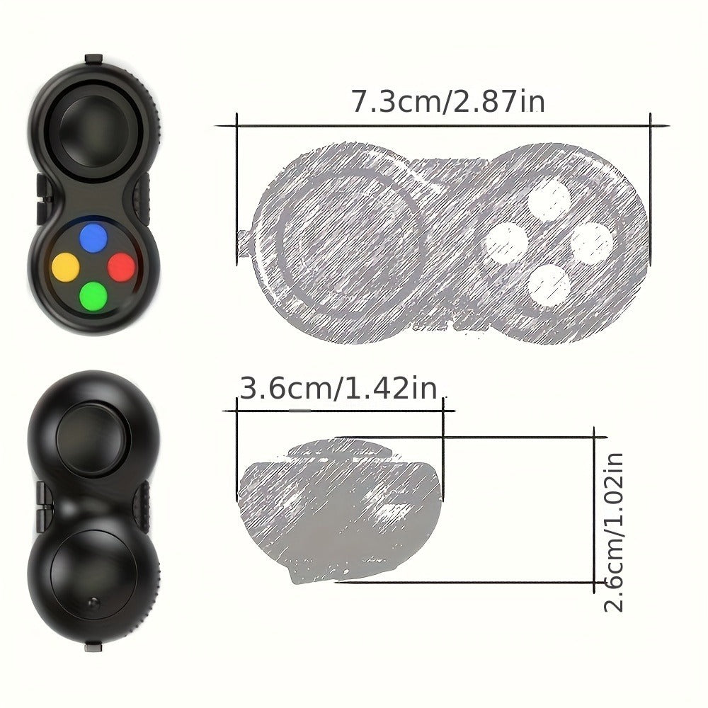 Handheld Fidget Controller Toy with Buttons, Roller, Switch and Seven-Color Checkout Assortment