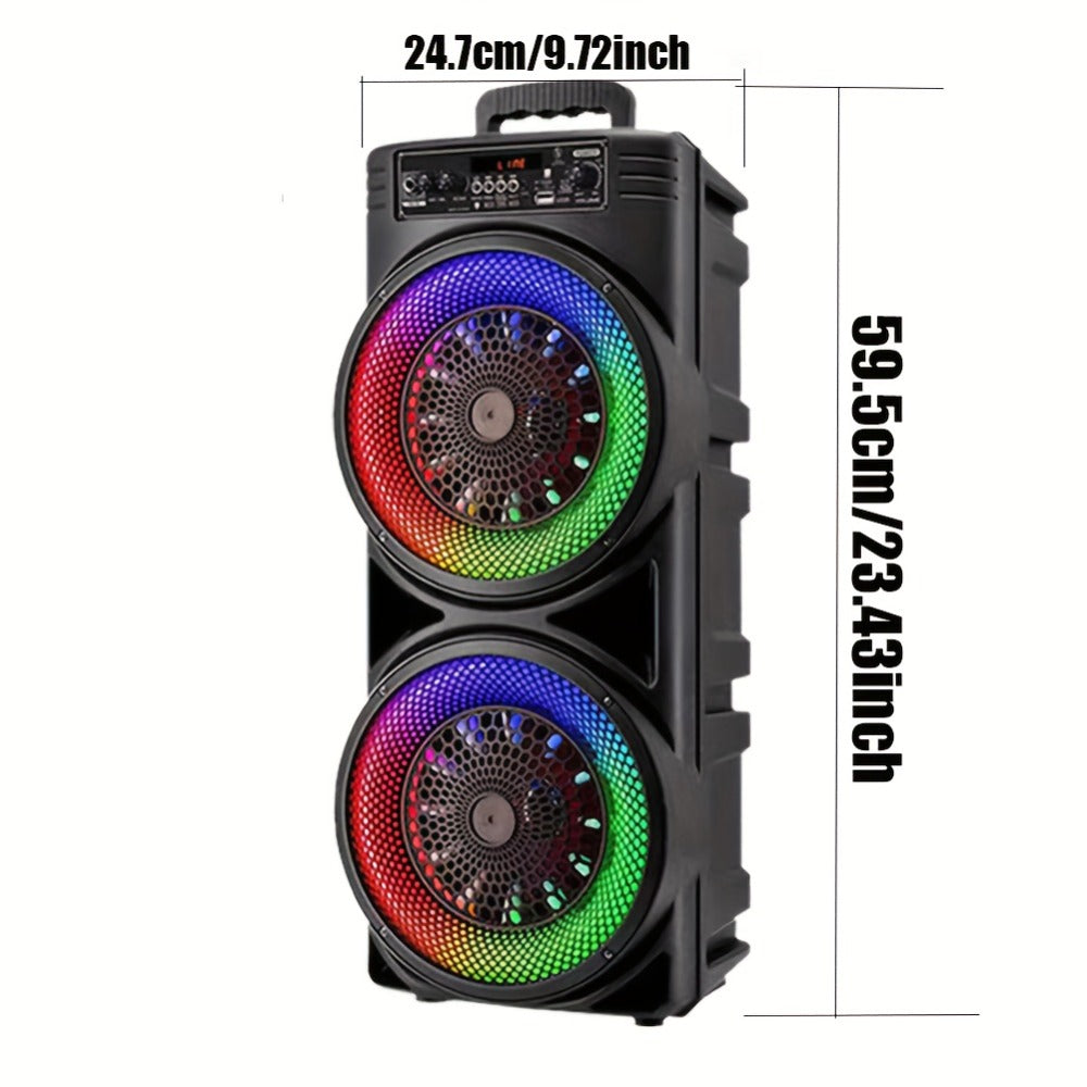 Dual 8.5" Subwoofer Party Speaker 6000W with RGB Lights | Portable Wireless Bluetooth 5.0, TWS Stereo Pairing, FM Radio, Built-in Mic