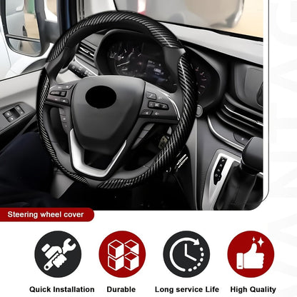 Steering Wheel Cover Carbon Fiber 3Pcs – Anti-Slip Scratch-Resistant Protector for Toyota RAV4, Camry, Corolla, Highlander, Tacoma, Tundra
