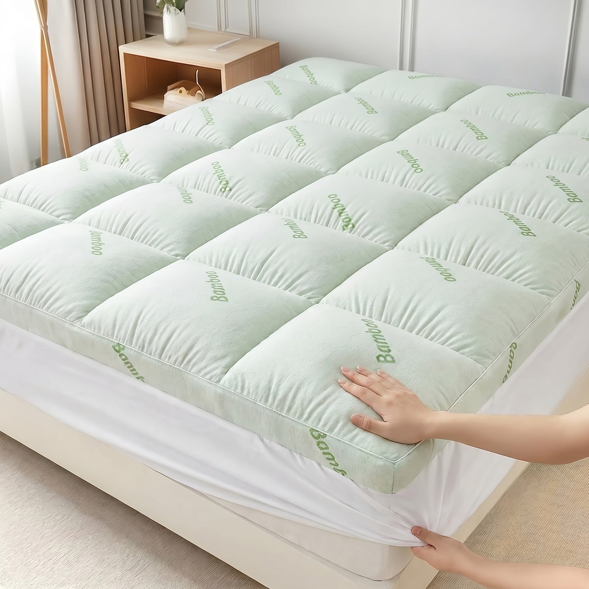 Mattress Cover shown in the White, Twin option
