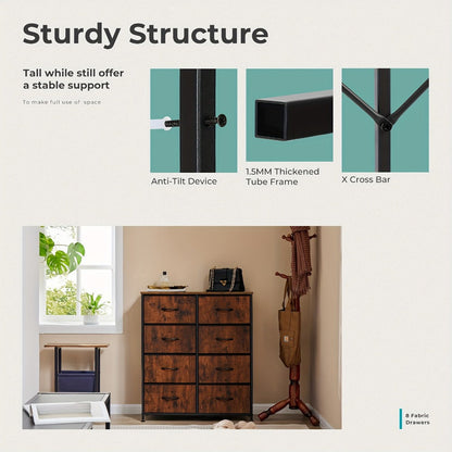 8-Drawer Metal Dresser, Clothing Storage Organizer for Organized Everyday Storage detail image - detail view 5