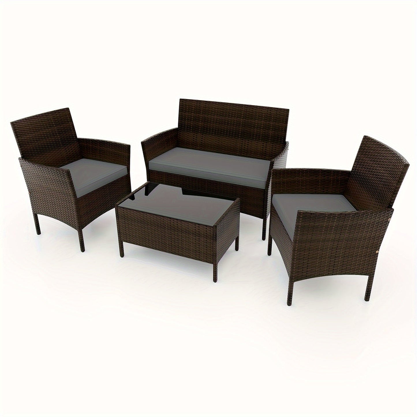 Outdoor Patio Furniture Set shown in the 4PCS Mix Brown+Gray option