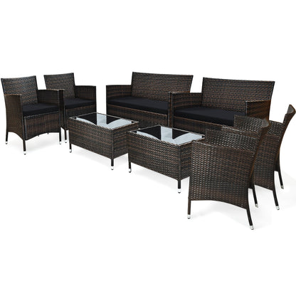 Outdoor Patio Furniture Set shown in the 8PCS Mix Brown+Black option