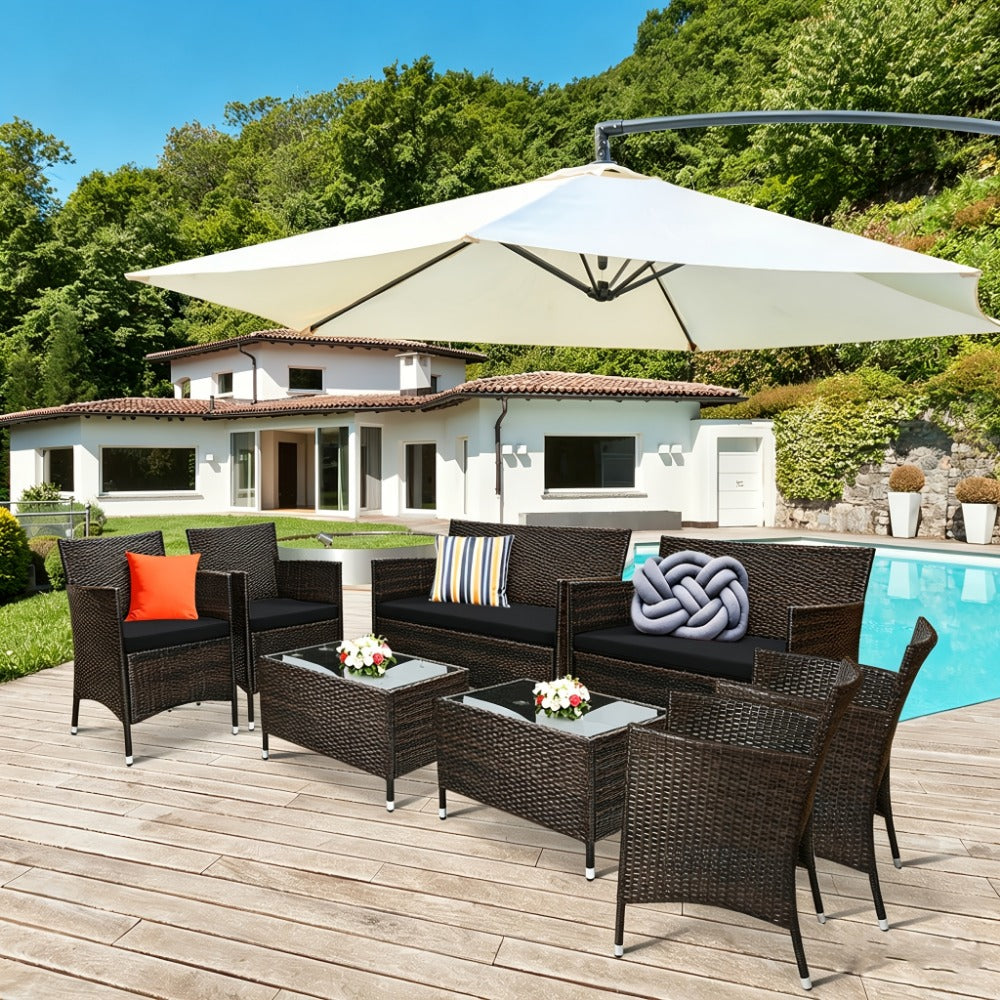 8-Piece Wicker Outdoor Patio Furniture Set with Two Chairs Included detail image - detail view 16